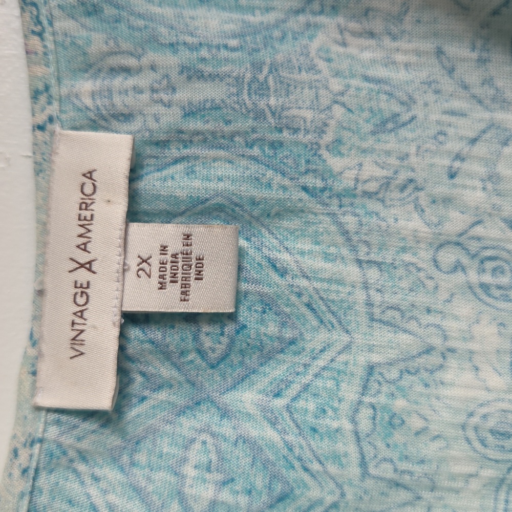 Vintage America Embellished Blue Cotton Blend Tunic Top Size 2X - Picture 4 of 12